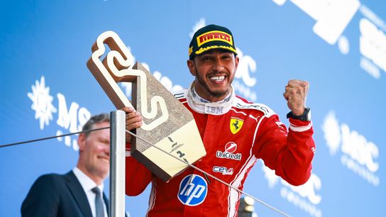 Hamilton Finally Wins in Red. Photo by Scuderia Ferrari