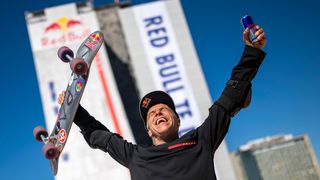 Red Bull Skateboarder Sandro Dias Breaks Two Guinness World Records Descending from 22-Storey Building in Porto Alegre (Skateboarding). Photo by Red Bull Content Pool