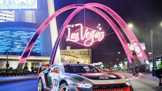 Auto | Watch Now! Ken Block and the Audi S1 Hoonitron electrify Las Vegas (Auto)